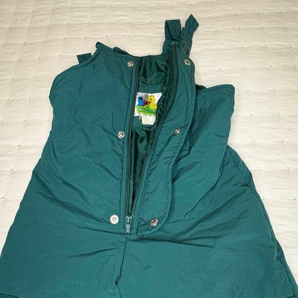 Vintage Sesame Street Overall Snow Pants Girls/Boys 4T | Dark Green Utility - Picture 4 of 9